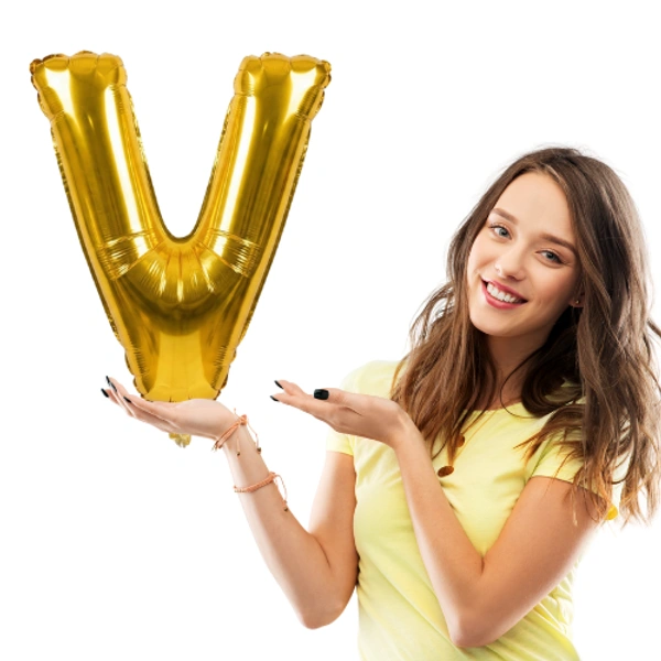 Little Decor 14 Inch Golden Letter “V” Foil Balloon