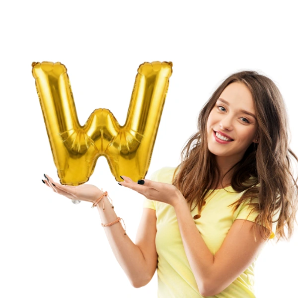 Little Decor 14 Inch Golden Letter “W” Foil Balloon