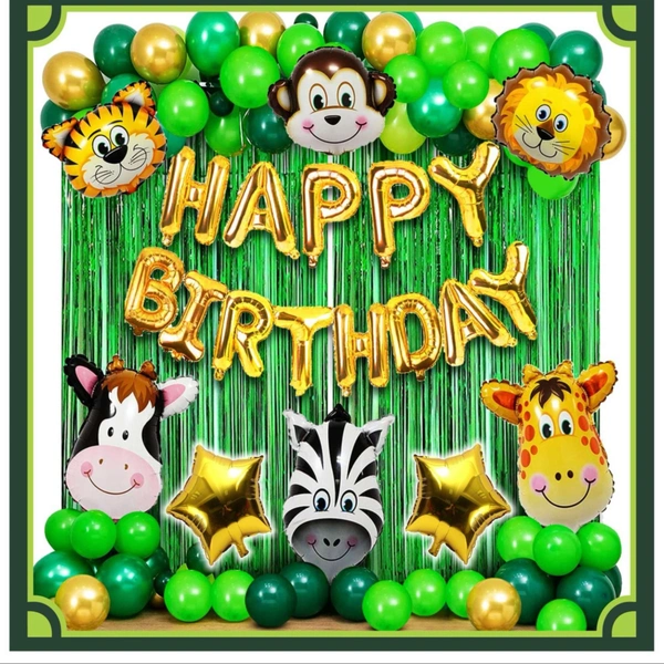 LITTLE DECOR 🦁 Jungle Theme Birthday Decoration Kit – Premium 119 PCS