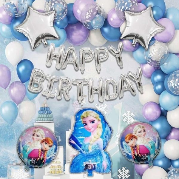 Little Decor ❄️ Frozen Birthday Decoration Kit – Premium 118 PCS (Blue & White Theme)