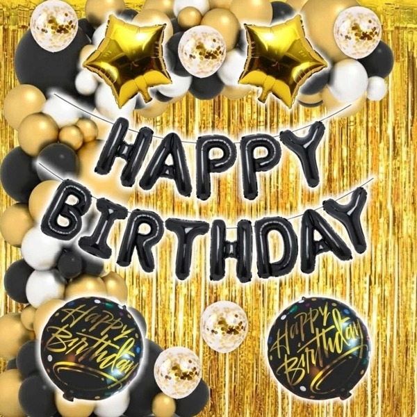 Little Decor 🖤✨ Happy Birthday Black & Gold Decoration Kit – Premium 117 PCS (Black & Gold Luxury Theme)