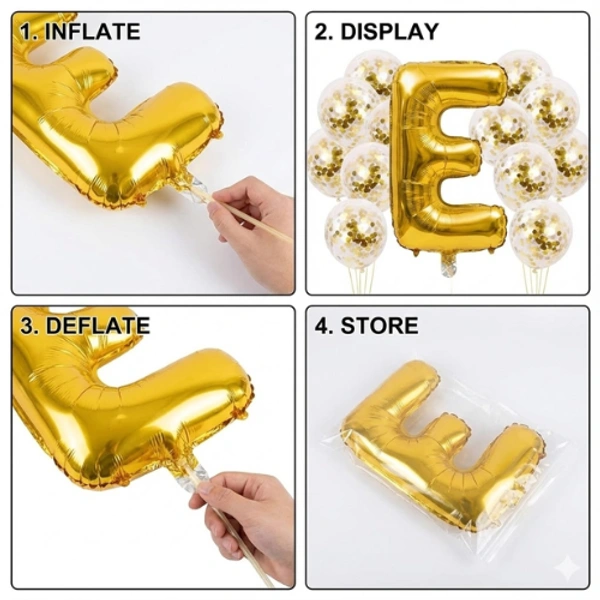 Little Decor 14 Inch Golden Letter “E” Foil Balloon