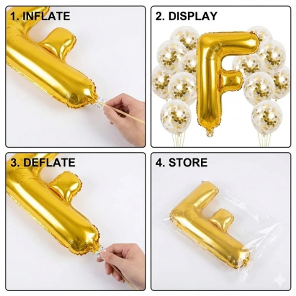Little Decor 14 Inch Golden Letter “F” Foil Balloon
