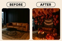 Little Decor Luxury Pink Balloon Birthday Decoration Set with Candles, Backdrop & Hanging Decor