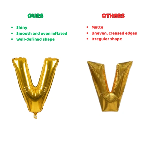 Little Decor 14 Inch Golden Letter “V” Foil Balloon