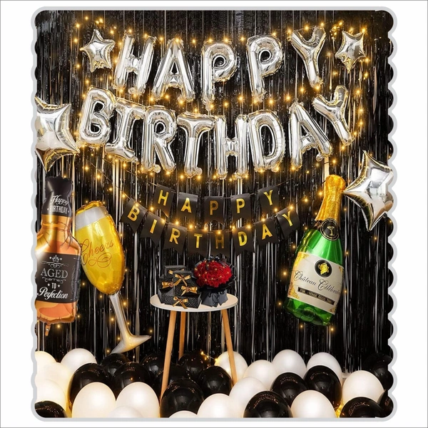 š¤ Happy Birthday Black Decoration Kit ā Premium Black & Silver Theme (117 PCS)