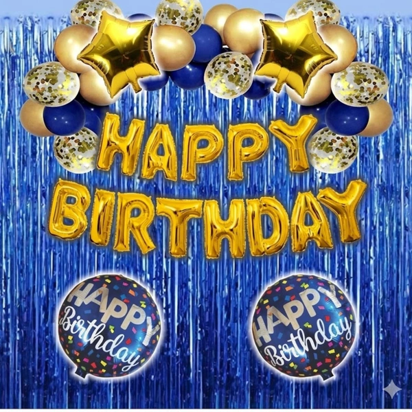 Little Decor 🎉 Happy Birthday Blue Decoration Kit – Premium 117 PCS (Blue & White Theme)