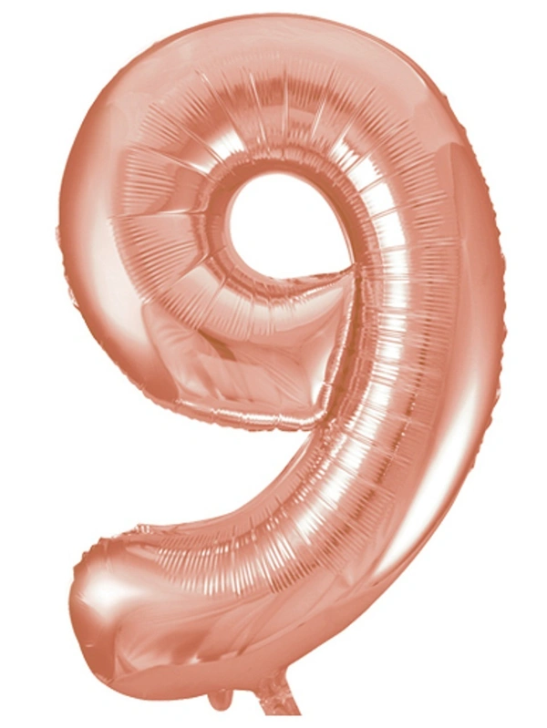 Little Decor 32-Inch Rose Gold Number 9 Foil Balloon - Turkish Rose