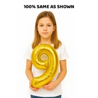 Little Decor 32-Inch Gold Number 9 Foil Balloon - Gold