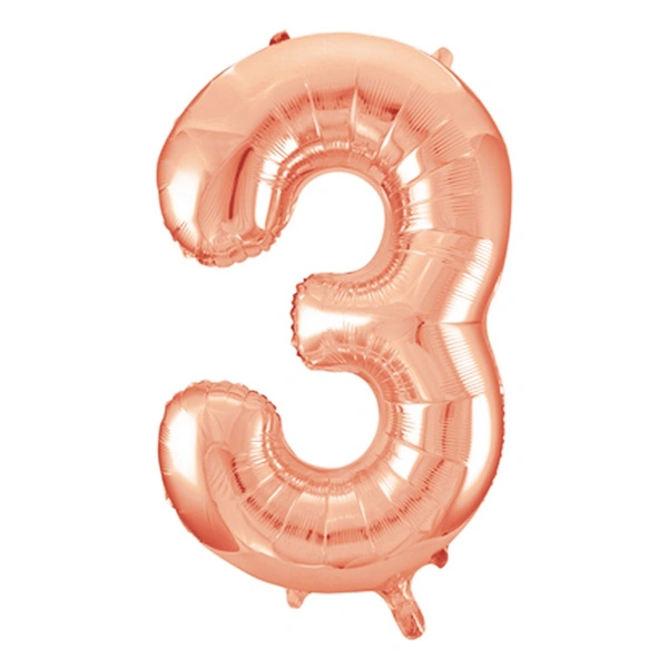 Little Decor 32-Inch Rose Gold Number 3 Foil Balloon - Turkish Rose