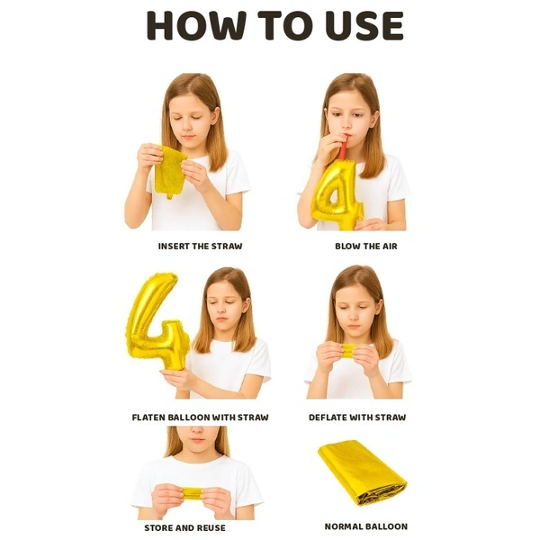 Little Decor 32-Inch Gold Number 4 Foil Balloon - Gold