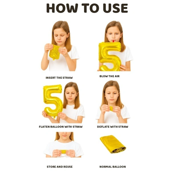 Little Decor 32-Inch Gold Number 5 Foil Balloon - Gold