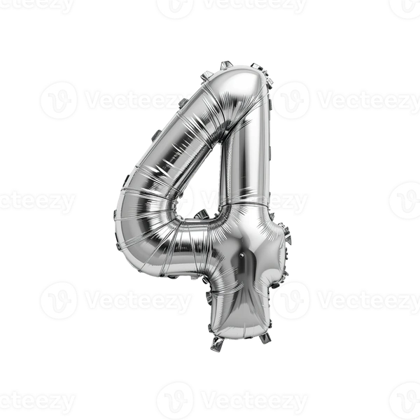 Little Decor 32-Inch Rose Gold Number 4 Foil Balloon - Silver