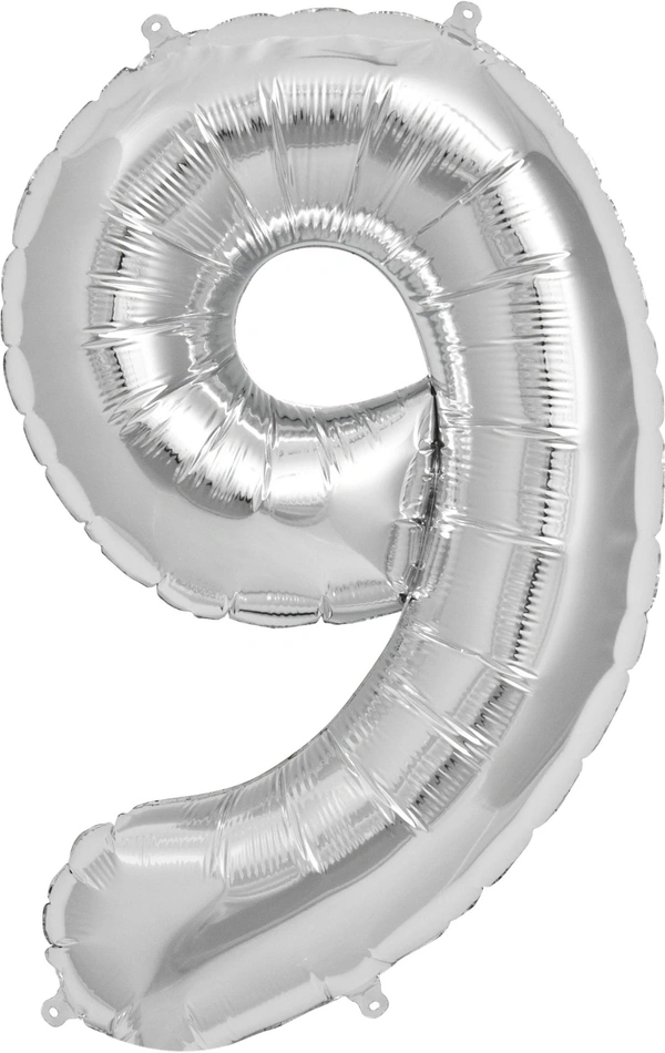 Little Decor 32-Inch Rose Gold Number 9 Foil Balloon - Silver