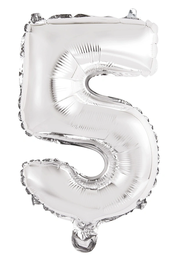 Little Decor 32-Inch Rose Gold Number 5 Foil Balloon - Silver