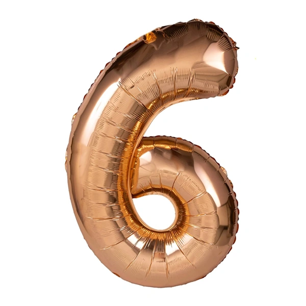 Little Decor 32-Inch Rose Gold Number 6 Foil Balloon