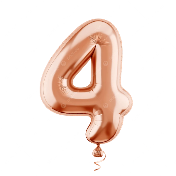 Little Decor 32-Inch Rose Gold Number 4 Foil Balloon - Turkish Rose