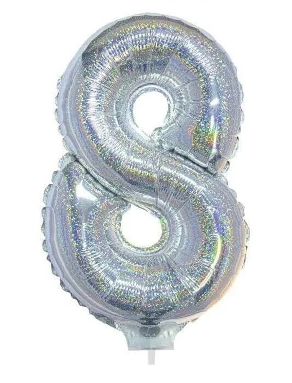 Little Decor 32-Inch Gold Number 8 Foil Balloon - Silver