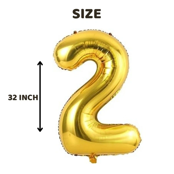 Little Decor 32-Inch Gold Number 2 Foil Balloon - Gold