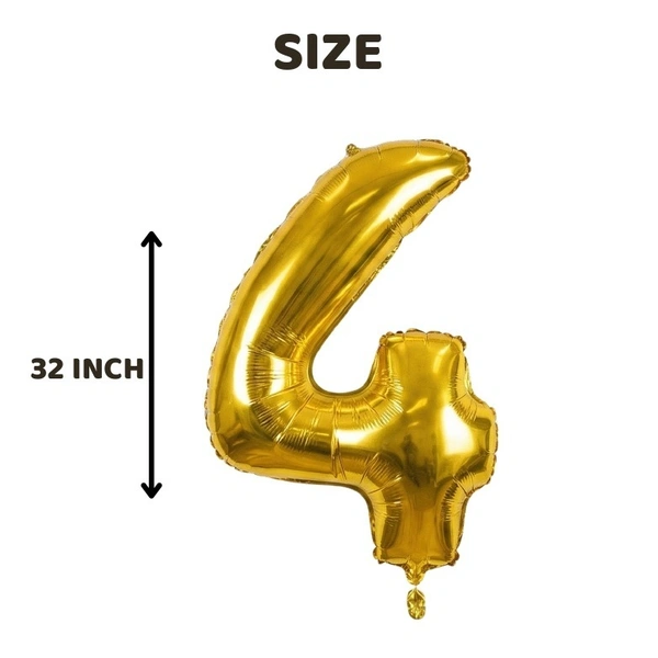 Little Decor 32-Inch Gold Number 4 Foil Balloon - Gold