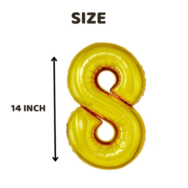 Little Decor 14 Inch Gold Number 8 Foil Balloon - Gold