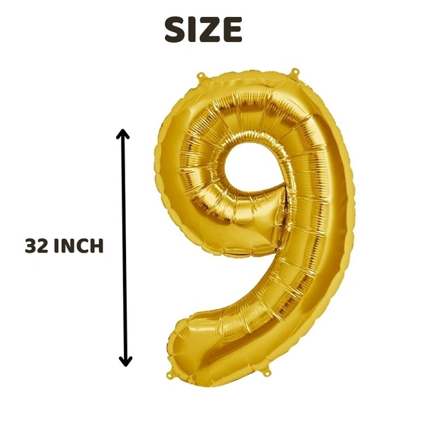 Little Decor 32-Inch Gold Number 9 Foil Balloon - Gold