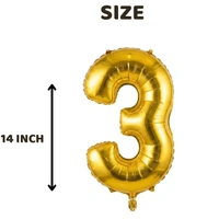 Little Decor Golden 3 Number Foil Balloon – 14 Inch - Gold