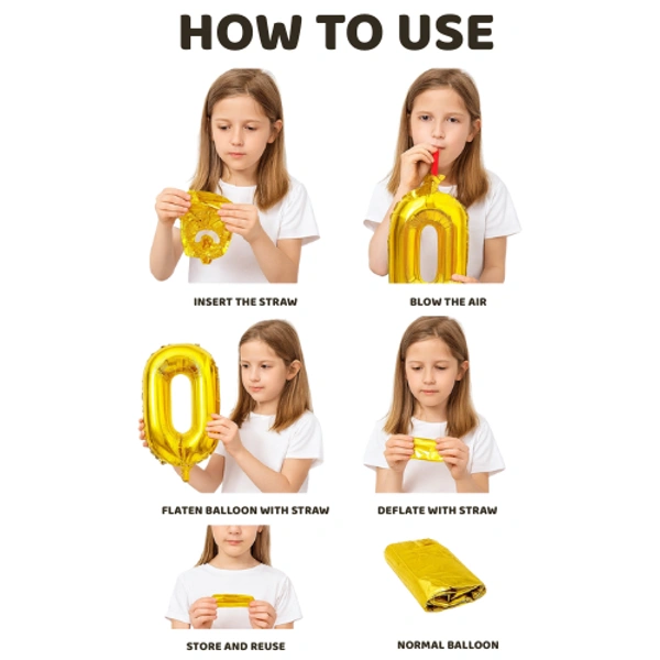 Little Decor 14-Inch Gold Number 0 Foil Balloon - Gold