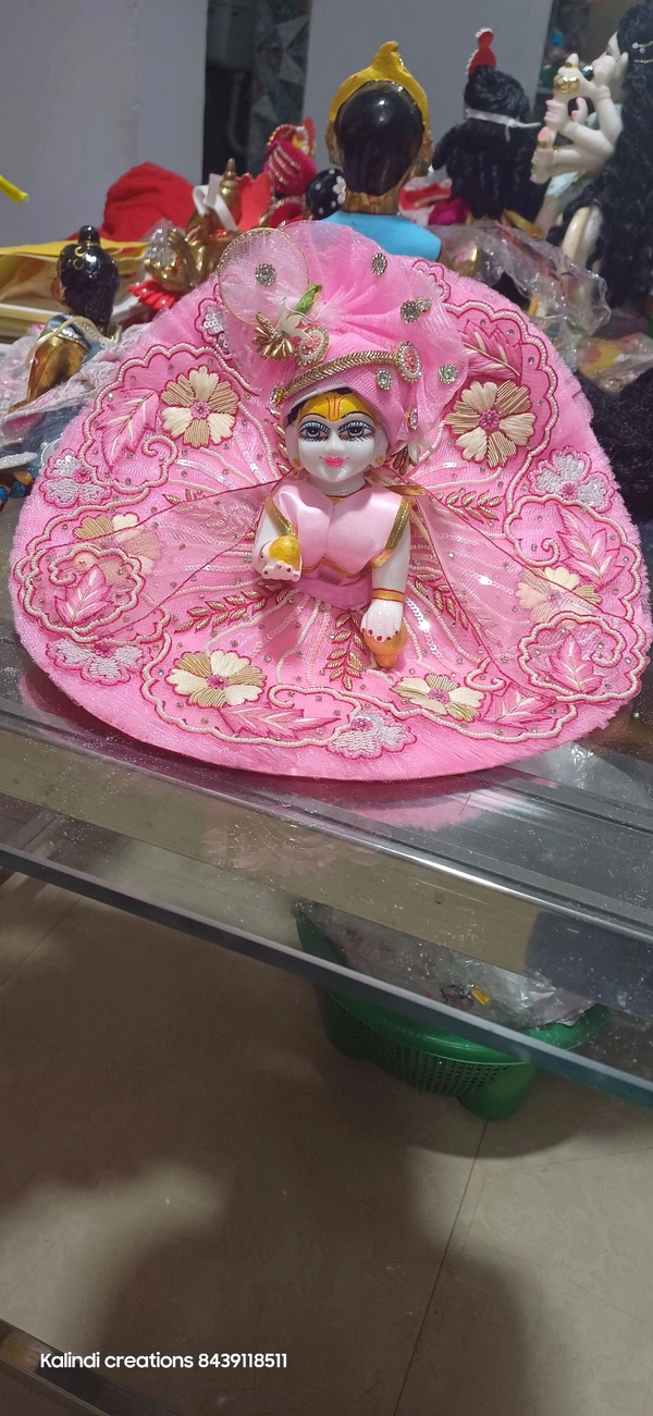 Handmade Zardozi Dress  - Pink Lace, 6