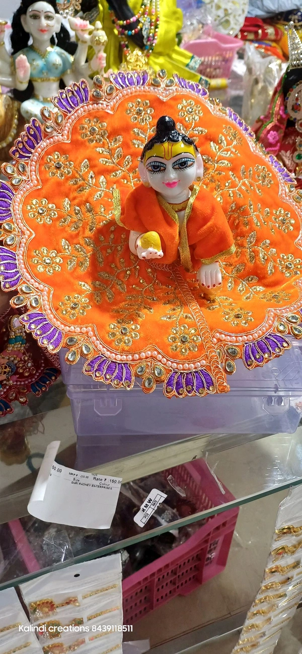 Handmade Velvet Poshak Kundan Work  - Size