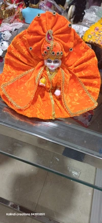 Velvet  Poshak With Pagdi For Laddugopal  - Size, peach