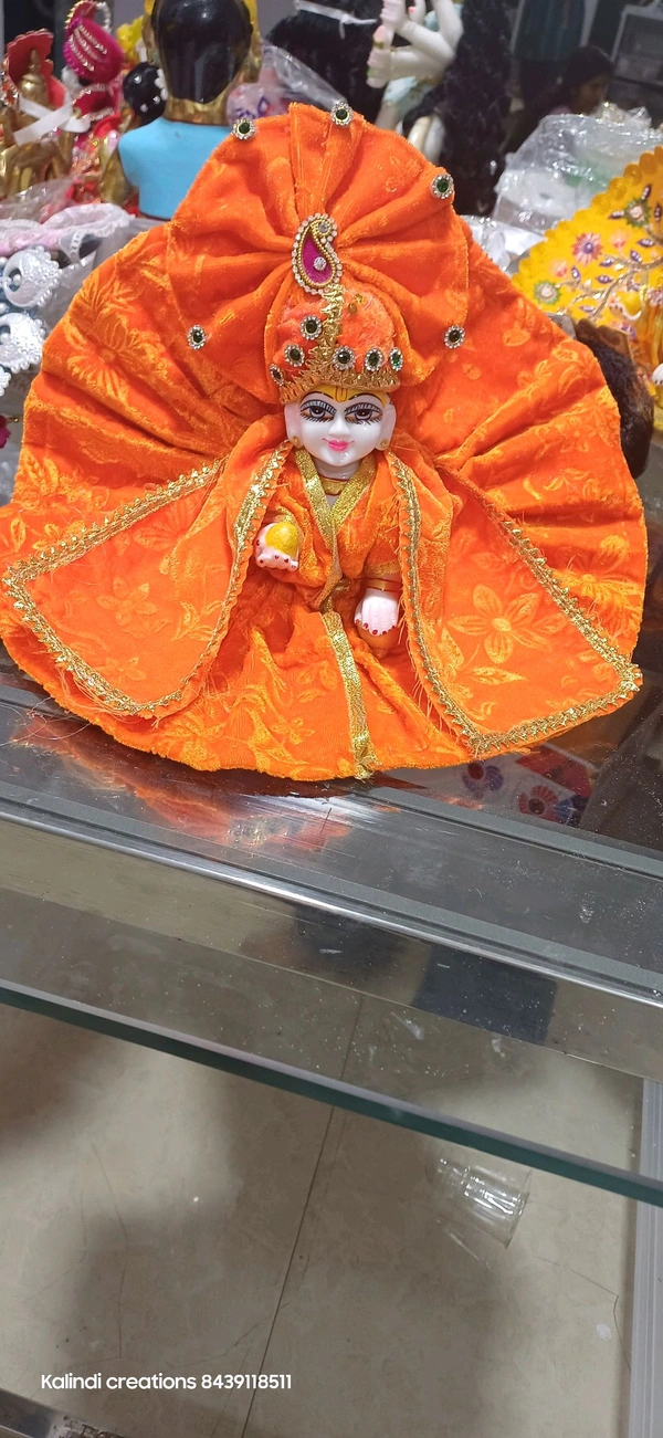 Velvet  Poshak With Pagdi For Laddugopal  - 4, orange