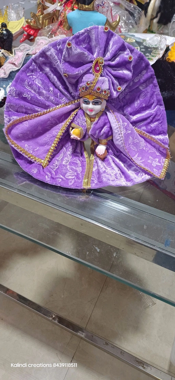 Velvet  Poshak With Pagdi For Laddugopal  - 5, purple