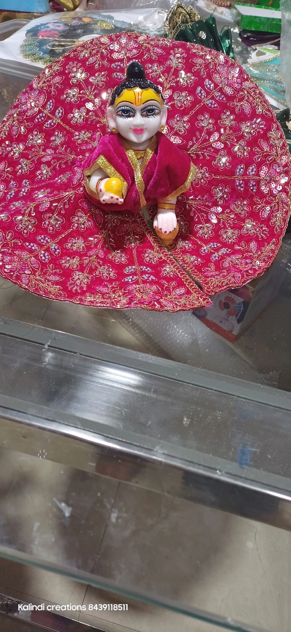 Handmade Velvet Poshak  - Red, 6 Num