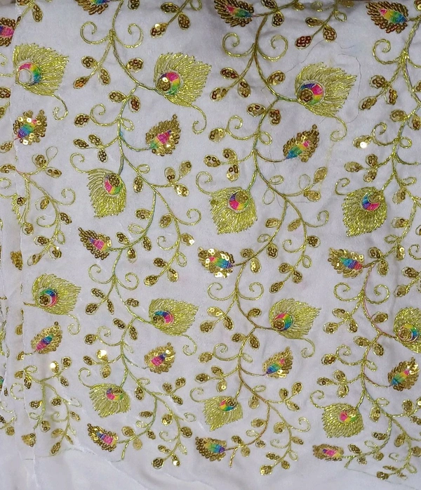 Pichhwai Velvet  - Yellow, 1mtr
