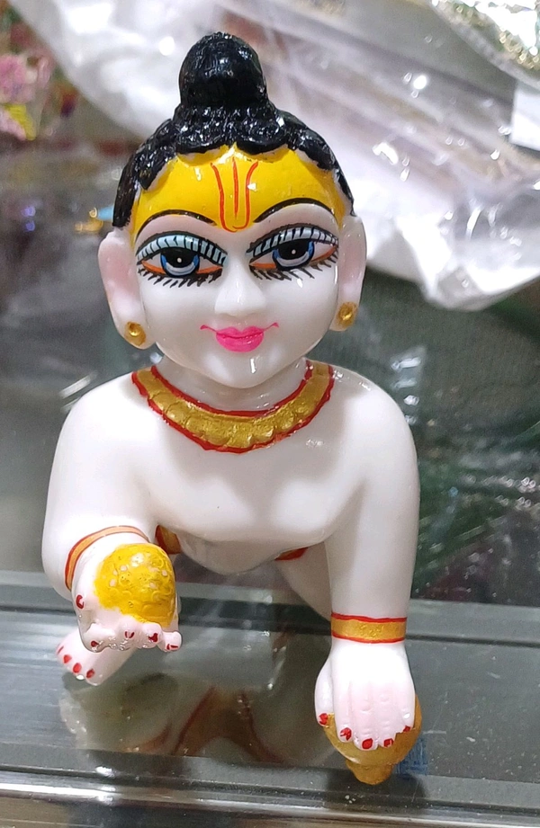 Laddu Gopal Dustmarble Murti - White, 7num