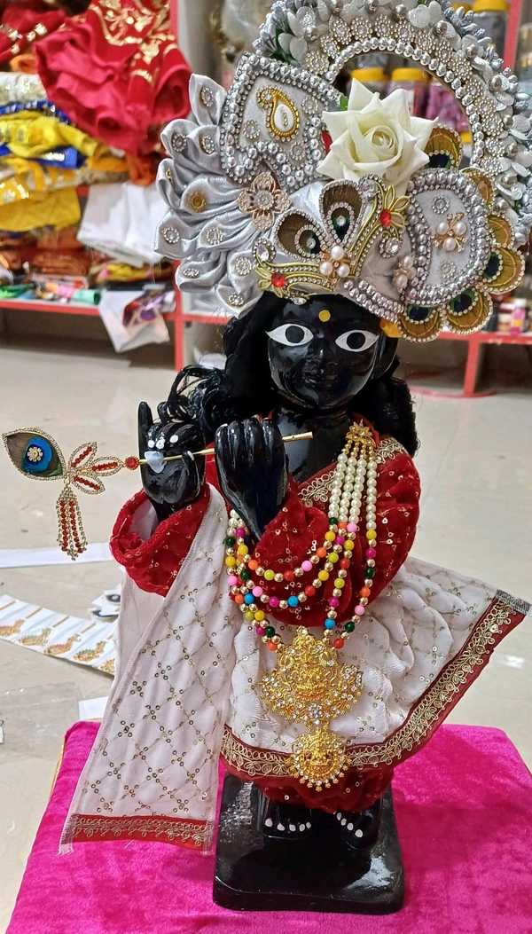 Bihari Ji Without Shringar  - Black, 16inch