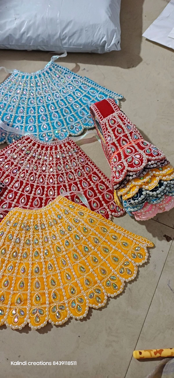 Khatu Shyam Dress Lp  Matarani Dress Lahnga Patka - Yellow, 9