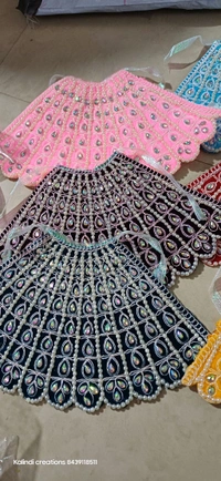 Khatu Shyam Dress Lp  Matarani Dress Lahnga Patka - Yellow, 9