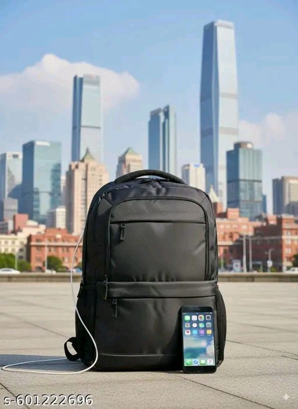 Iana Creation 32 L Backpack with USB Rechargable Unisex College & School Bags Bag/Backpack for Men Women Boys Girls & Students (USB-Black-2) - Black