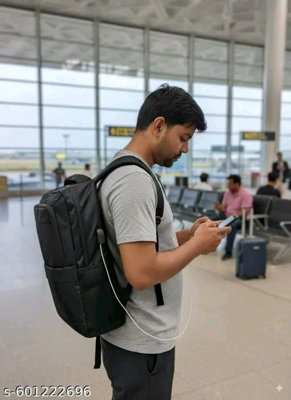 Iana Creation 32 L Backpack with USB Rechargable Unisex College & School Bags Bag/Backpack for Men Women Boys Girls & Students (USB-Black-2) - Black