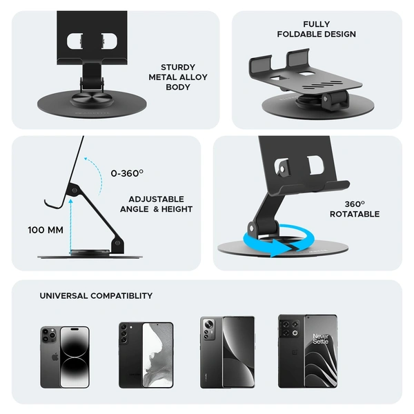 Metal 360ยฐ Mobile Foldable Stand