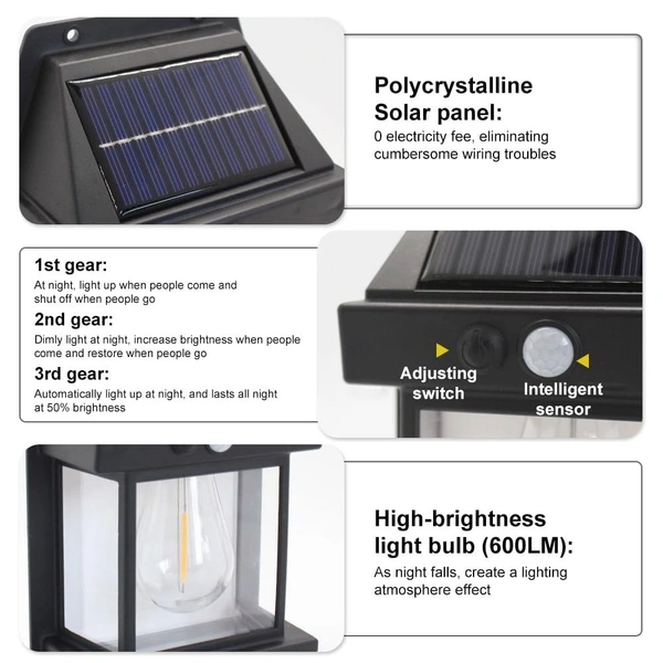 Solar Wall Lights Single Bulb Outdoor