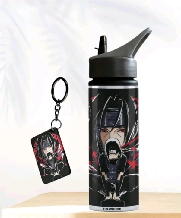 Itachi Printed 750 Ml Water Bottle - 750 ml, Black