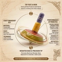 ClyPa Thick Base Wooden Lattu Toy – Long Stem Spinning Top | Handmade Indian Kids Toy