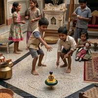 ClyPa Wooden Pull Cord Spinning Top – Bhovra Lattu Toy | Handmade Indian Classic Spinner