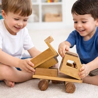 ClyPa Wooden Dump Truck Toy โ Handmade Eco-Friendly Tipper Truck - 18cm X 13cm X 8cm