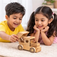 ClyPa Wooden JCB Toy โ Handmade Excavator Traditional Vehicle - 15cm X 13cm X 8cm