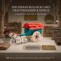 ClyPa Clypa Multicolor Handcrafted Wooden Traditional Bullock Cart Toy - 17cm X 9cm X 7cm