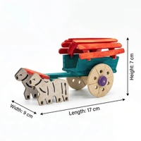 ClyPa Clypa Multicolor Handcrafted Wooden Traditional Bullock Cart Toy - 17cm X 9cm X 7cm